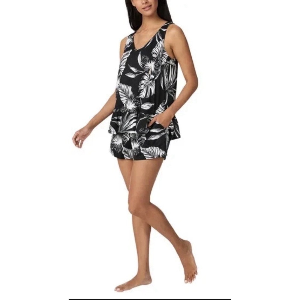 Tommy Bahama Womens Pajama Set - Floral - 3-Piece - Black - Large - New